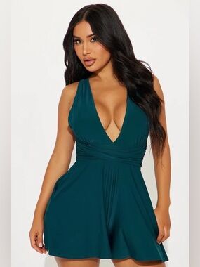 FashionNova Back at it Again Romper - Hunter